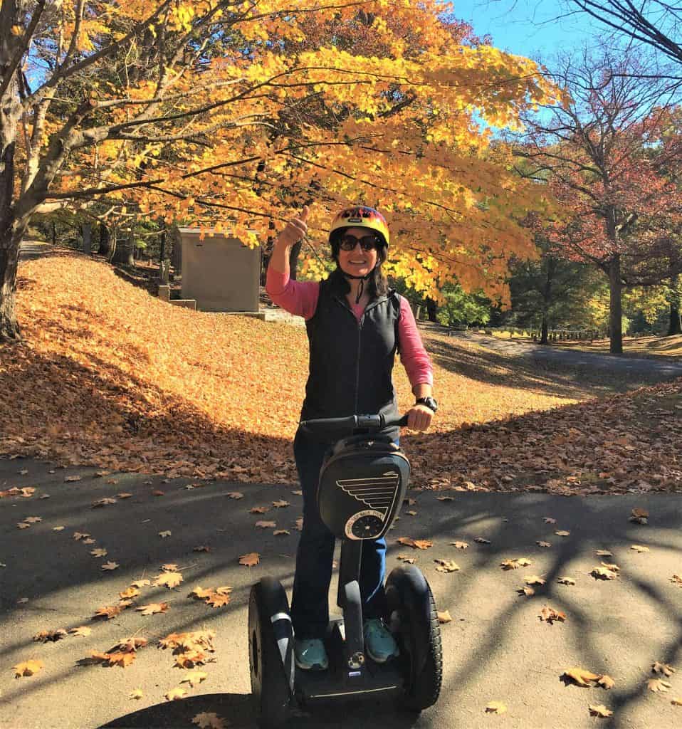 Author on a Segway in Riverside Cemetery.