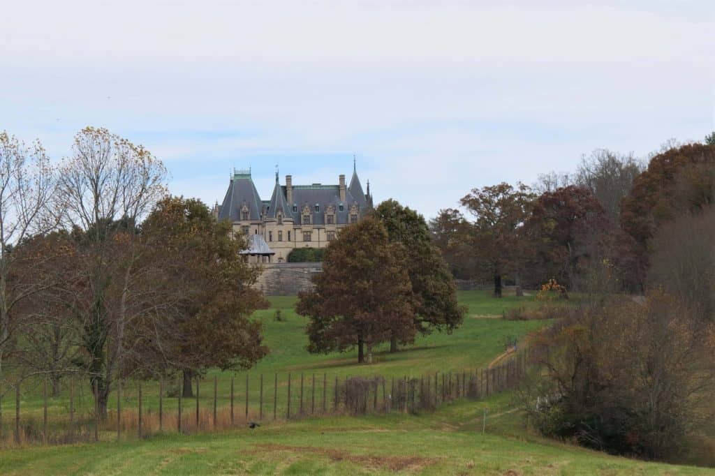 The back of the Biltmore Estate which can be viewed from the hiking trails.