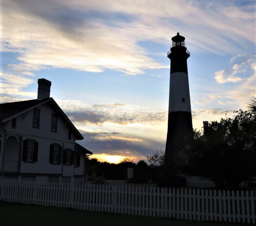 Tybee lighthouse at sunset.