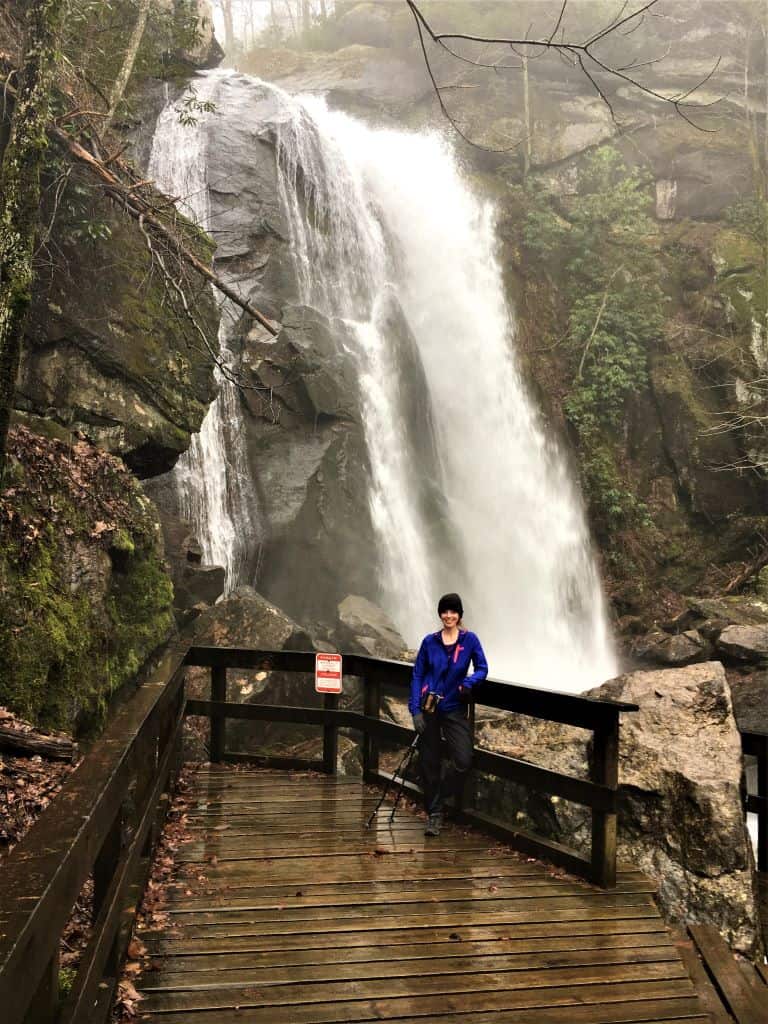 High Shoals Falls waterfall is gushing and full after a good rain.