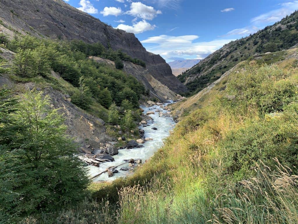 One of the rivers running through the park that are mineral green and safe to drink.