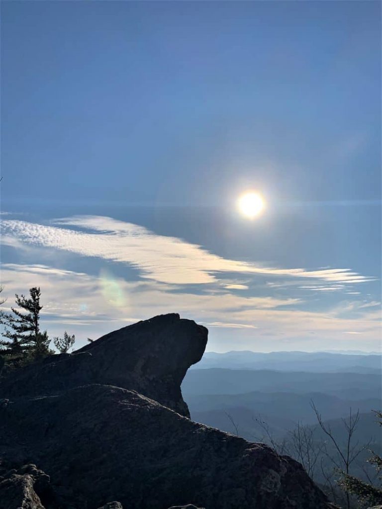 The Blowing Rock taken at sunset with the high making it look black.