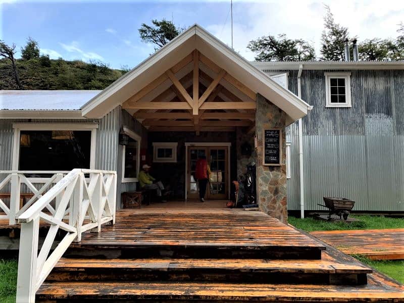 Outside of the large bunkhouse at Refugio Grey in Torres del Paine.