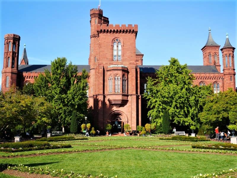 Enid Haupt garden with Smithsonian castle in the background.