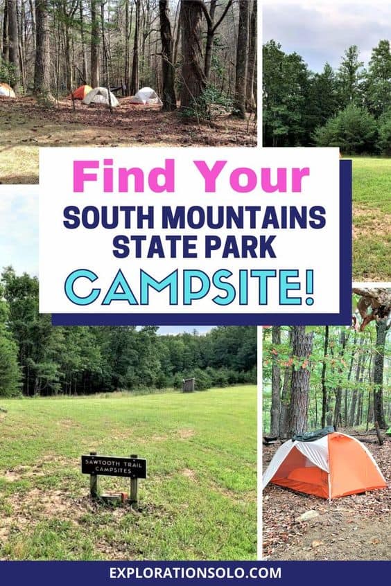 Pinterest pin for Find Your South Mountains State Park Campsite.