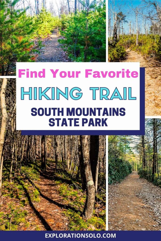 Pin for finding favorite hiking trail at South Mountains State Park in NC.
