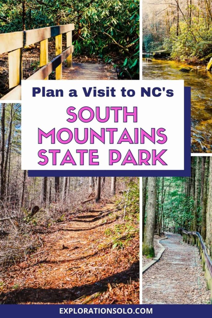 Pinterest pin for Planning a visit to South Mountains State Park, NC.