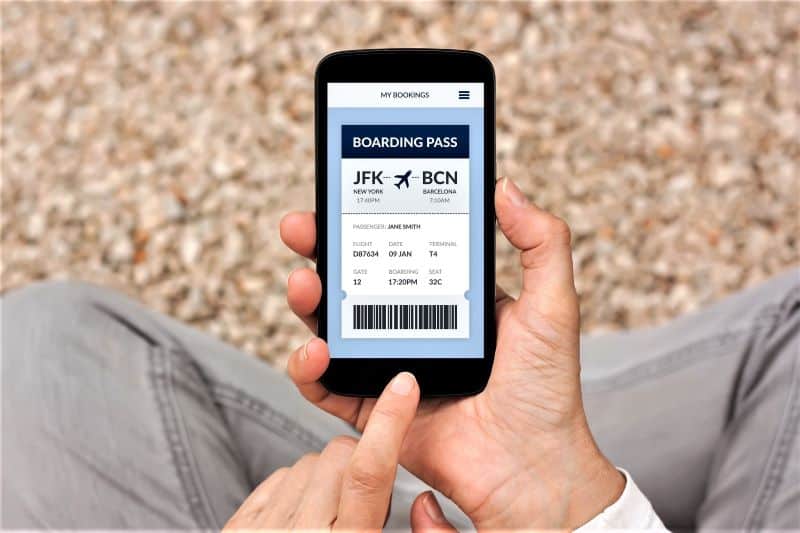 Example of boarding pass QR code on phone.