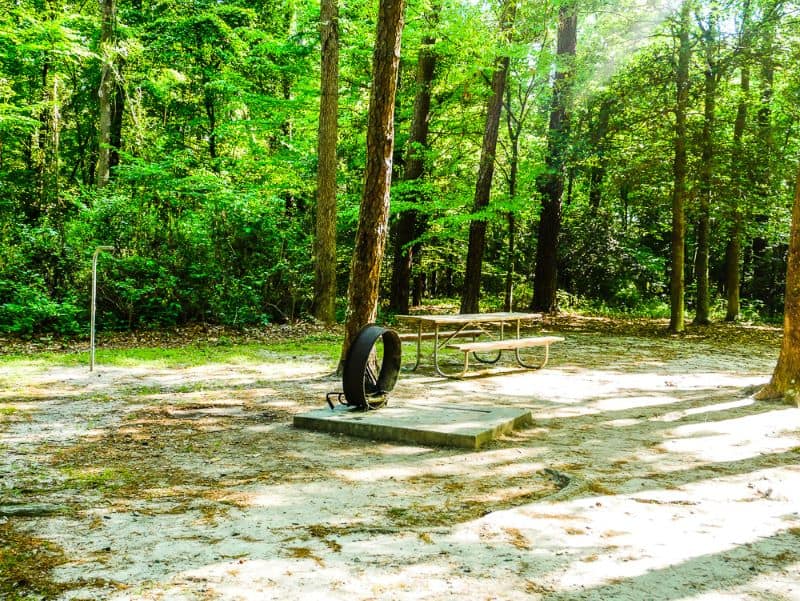 Campsite for tents at Cliffs of the Neuse