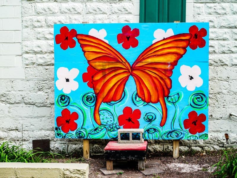 Mural of butterfly at Nature Exchange Center