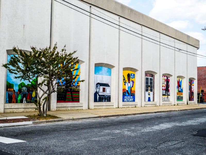 Murals on a building in downtown Kinston, NC