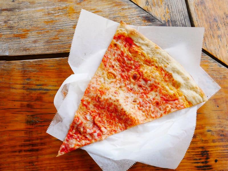 Piece of pizza from Sugar Hill Pizzeria