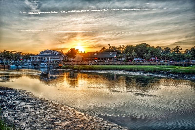 Sunset over Murrells Inlet from across the water.
