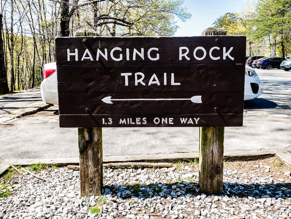 Trail sign for beginning of Hanging Rock Trail
