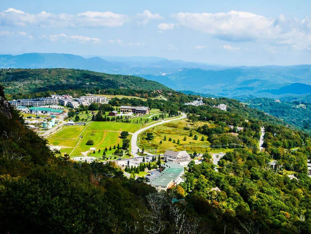 View of Beech Mountain Resort from top of mountain