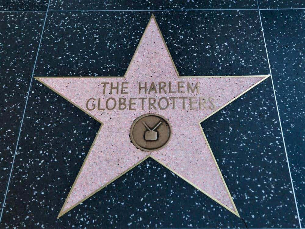 The Harlem Globetrotters star on the Hollywood Walk of Fame.