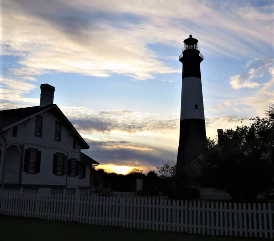 Tybee lighthouse at sunset. 