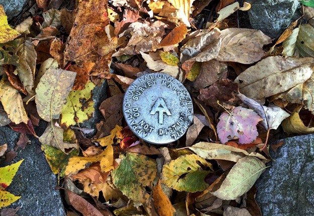 Appalachian Trail survey marker.