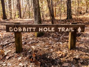Trail sign for Bobbitt Hole Trail.